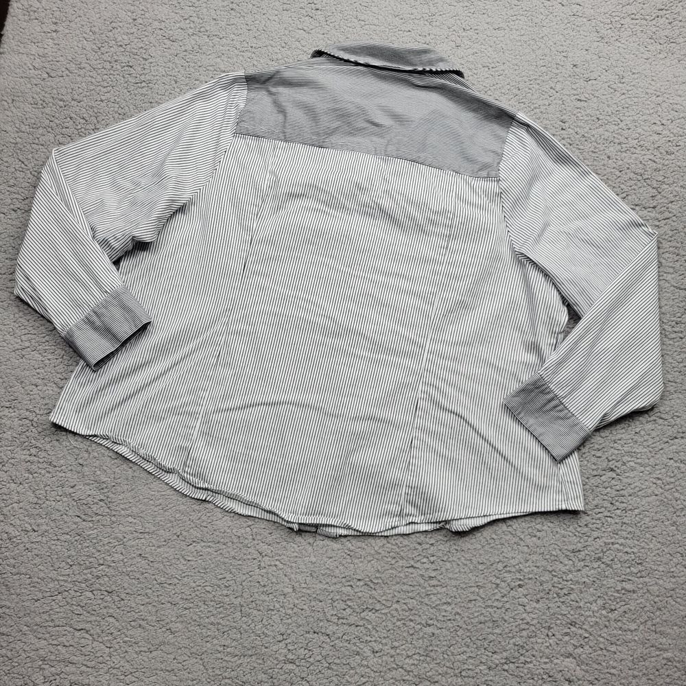 Lane Bryant Shirt Womens ' 26 White Black Striped Long Sleeve Button Up - Picture 12 of 15